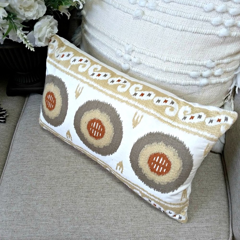 NWOT! INK + IVY Boho FARMHOUSE Embroidered PILLOW